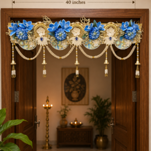 Blue Floral Lotus Pearl Bandhanwar - Image 2