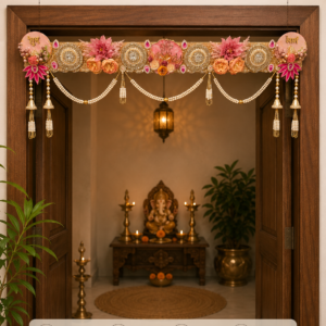 Golden Crystal Ring & Lotus Pearl Bandhanwar - Image 2