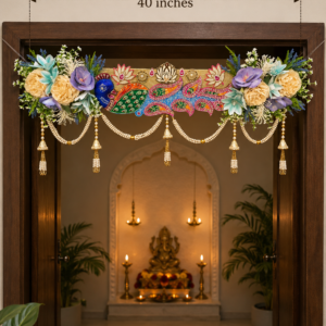 Elegant Peacock Lotus Floral Bandhanwar - Image 2