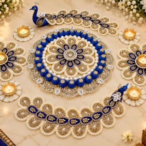 Blue Peacock Rangoli - Image 1