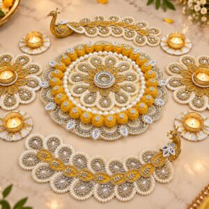 Golden Peacock Rangoli - Image 1