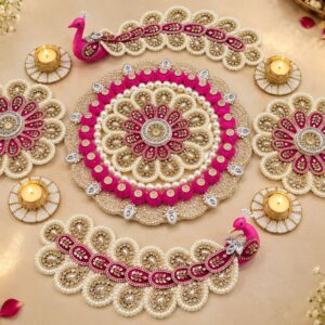 Pink Peacock Rangoli - Image 1