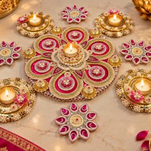 Elegant Pink Rangoli - Image 1